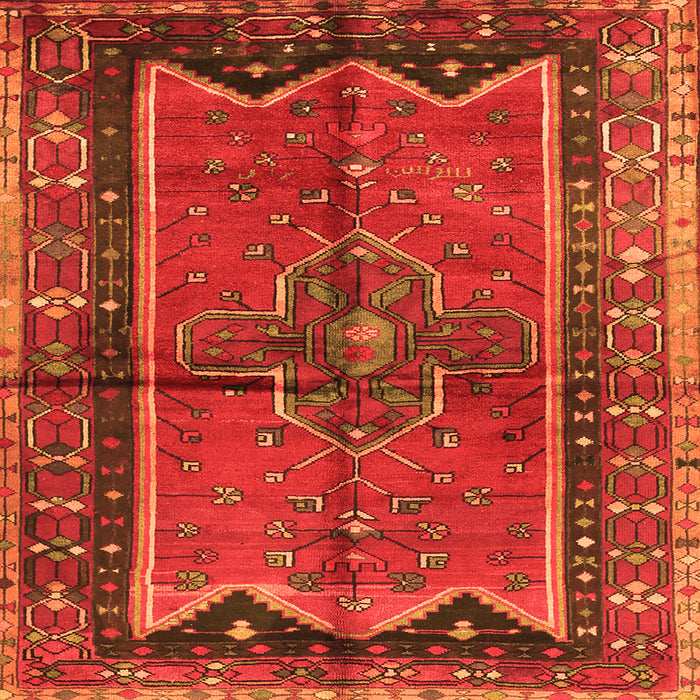 Round Machine Washable Persian Orange Traditional Area Rugs, wshtr2797org