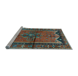 Sideview of Machine Washable Persian Light Blue Traditional Rug, wshtr2797lblu