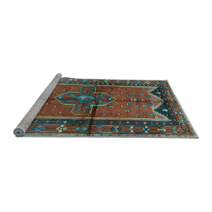 Sideview of Machine Washable Persian Light Blue Traditional Rug, wshtr2797lblu