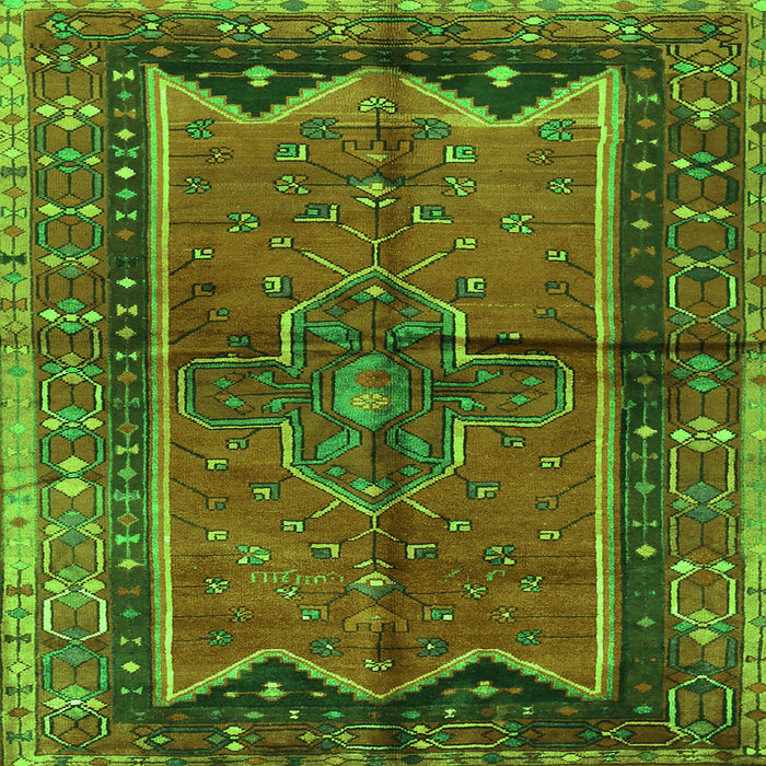 Round Machine Washable Persian Green Traditional Area Rugs, wshtr2797grn