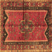 Square Machine Washable Persian Brown Traditional Rug, wshtr2797brn