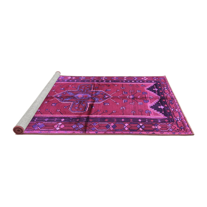 Sideview of Machine Washable Persian Purple Traditional Area Rugs, wshtr2797pur