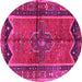 Round Persian Pink Traditional Rug, tr2797pnk