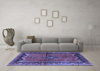 Machine Washable Persian Blue Traditional Rug, wshtr2797blu