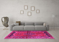 Machine Washable Persian Pink Traditional Rug, wshtr2797pnk