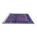 Sideview of Machine Washable Persian Blue Traditional Rug, wshtr2797blu