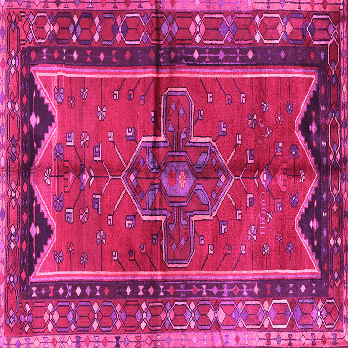 Square Machine Washable Persian Pink Traditional Rug, wshtr2797pnk