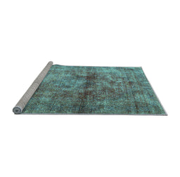 Sideview of Machine Washable Persian Light Blue Traditional Rug, wshtr2798lblu