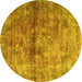 Round Persian Yellow Traditional Rug, tr2798yw