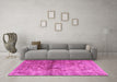 Machine Washable Persian Pink Traditional Rug in a Living Room, wshtr2798pnk