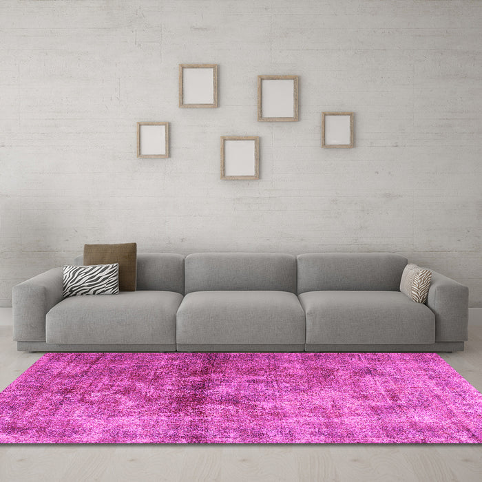 Machine Washable Persian Pink Traditional Rug in a Living Room, wshtr2798pnk