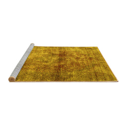 Sideview of Machine Washable Persian Yellow Traditional Rug, wshtr2798yw