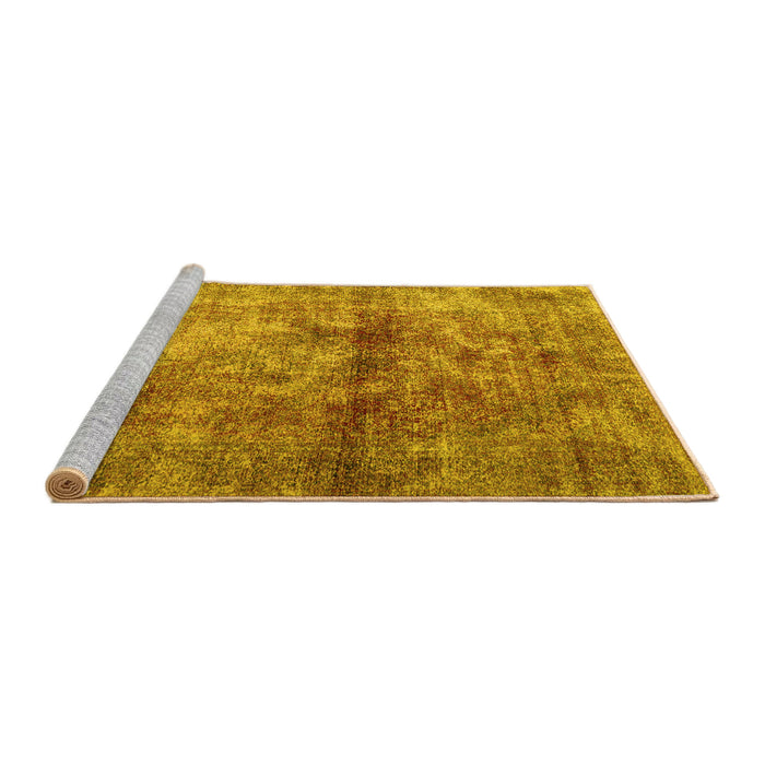 Sideview of Machine Washable Persian Yellow Traditional Rug, wshtr2798yw