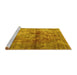 Sideview of Machine Washable Persian Yellow Traditional Rug, wshtr2798yw