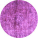 Round Persian Purple Traditional Rug, tr2798pur