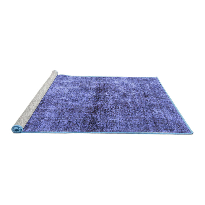 Sideview of Machine Washable Persian Blue Traditional Rug, wshtr2798blu