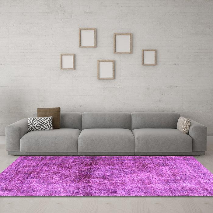 Machine Washable Persian Purple Traditional Area Rugs in a Living Room, wshtr2798pur