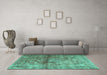 Machine Washable Persian Turquoise Traditional Area Rugs in a Living Room,, wshtr2798turq