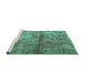 Sideview of Machine Washable Persian Turquoise Traditional Area Rugs, wshtr2798turq