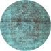 Round Persian Light Blue Traditional Rug, tr2798lblu