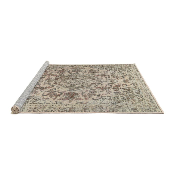Sideview of Machine Washable Traditional Dark Almond Brown Rug, wshtr2799