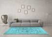 Machine Washable Persian Light Blue Traditional Rug in a Living Room, wshtr2799lblu