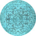 Round Persian Light Blue Traditional Rug, tr2799lblu