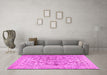 Machine Washable Persian Pink Traditional Rug in a Living Room, wshtr2799pnk