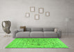 Machine Washable Persian Green Traditional Area Rugs in a Living Room,, wshtr2799grn