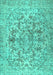 Machine Washable Persian Turquoise Traditional Area Rugs, wshtr2799turq