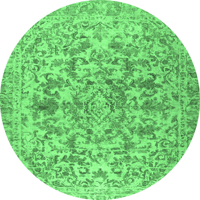 Round Persian Emerald Green Traditional Rug, tr2799emgrn