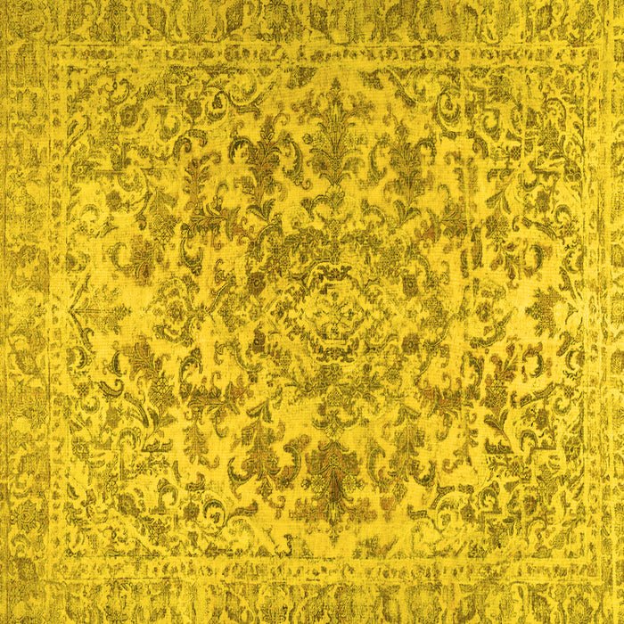 Square Machine Washable Persian Yellow Traditional Rug, wshtr2799yw