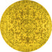 Round Machine Washable Persian Yellow Traditional Rug, wshtr2799yw