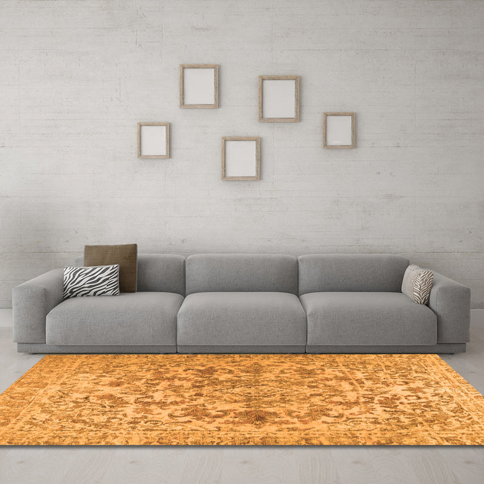 Machine Washable Persian Orange Traditional Area Rugs in a Living Room, wshtr2799org