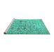 Sideview of Machine Washable Persian Turquoise Traditional Area Rugs, wshtr2799turq