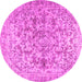 Round Machine Washable Persian Pink Traditional Rug, wshtr2799pnk