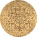 Round Persian Brown Traditional Rug, tr2799brn