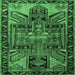 Square Machine Washable Persian Emerald Green Traditional Area Rugs, wshtr279emgrn