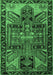 Machine Washable Persian Emerald Green Traditional Area Rugs, wshtr279emgrn