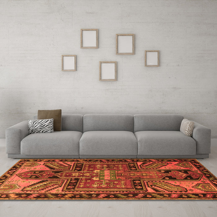 Machine Washable Persian Orange Traditional Area Rugs in a Living Room, wshtr279org