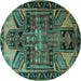 Round Persian Turquoise Traditional Rug, tr279turq