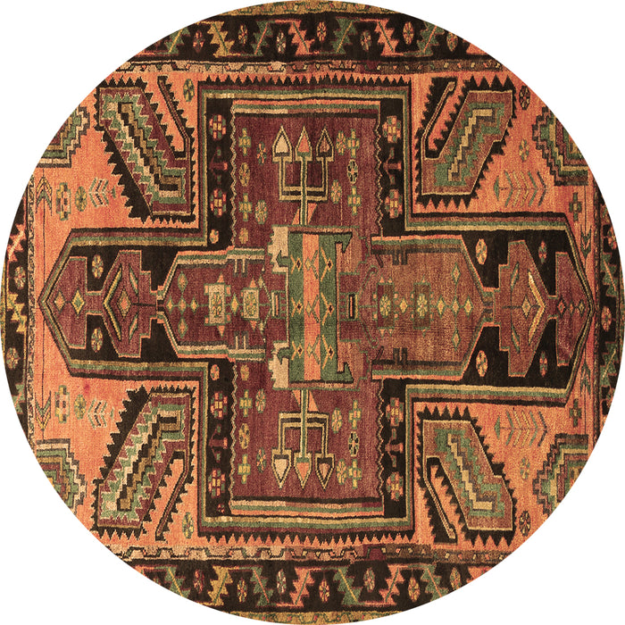 Round Persian Brown Traditional Rug, tr279brn