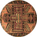 Round Persian Brown Traditional Rug, tr279brn