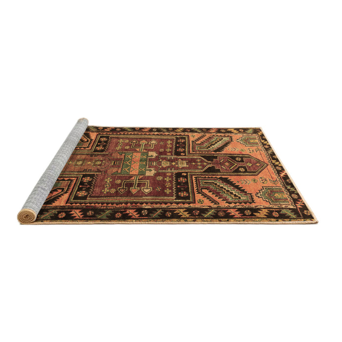 Sideview of Machine Washable Persian Brown Traditional Rug, wshtr279brn