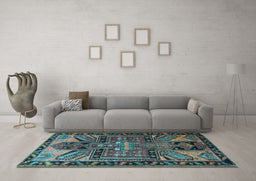 Machine Washable Persian Light Blue Traditional Rug in a Living Room, wshtr279lblu
