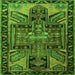 Round Machine Washable Persian Green Traditional Area Rugs, wshtr279grn