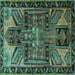 Square Machine Washable Persian Turquoise Traditional Area Rugs, wshtr279turq