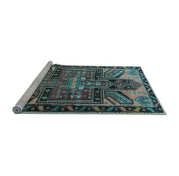 Sideview of Machine Washable Persian Light Blue Traditional Rug, wshtr279lblu