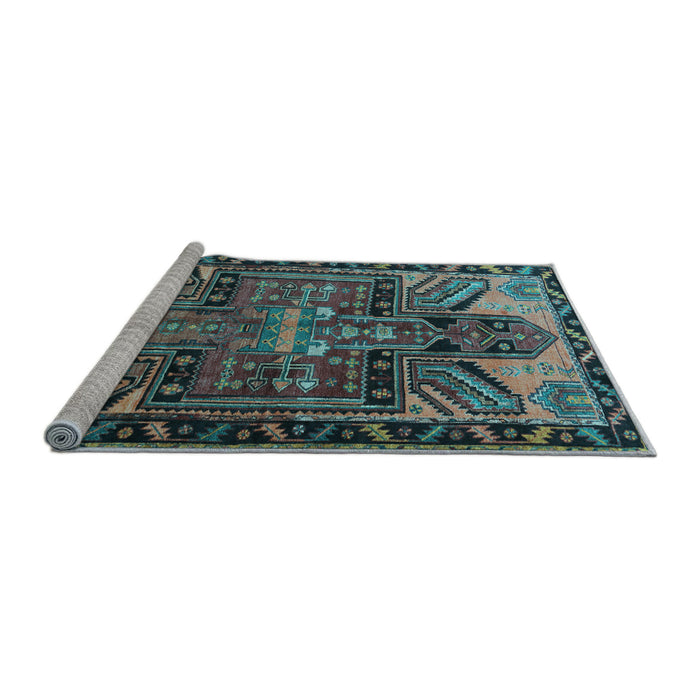 Sideview of Machine Washable Persian Light Blue Traditional Rug, wshtr279lblu