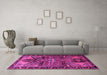 Machine Washable Persian Pink Traditional Rug in a Living Room, wshtr279pnk